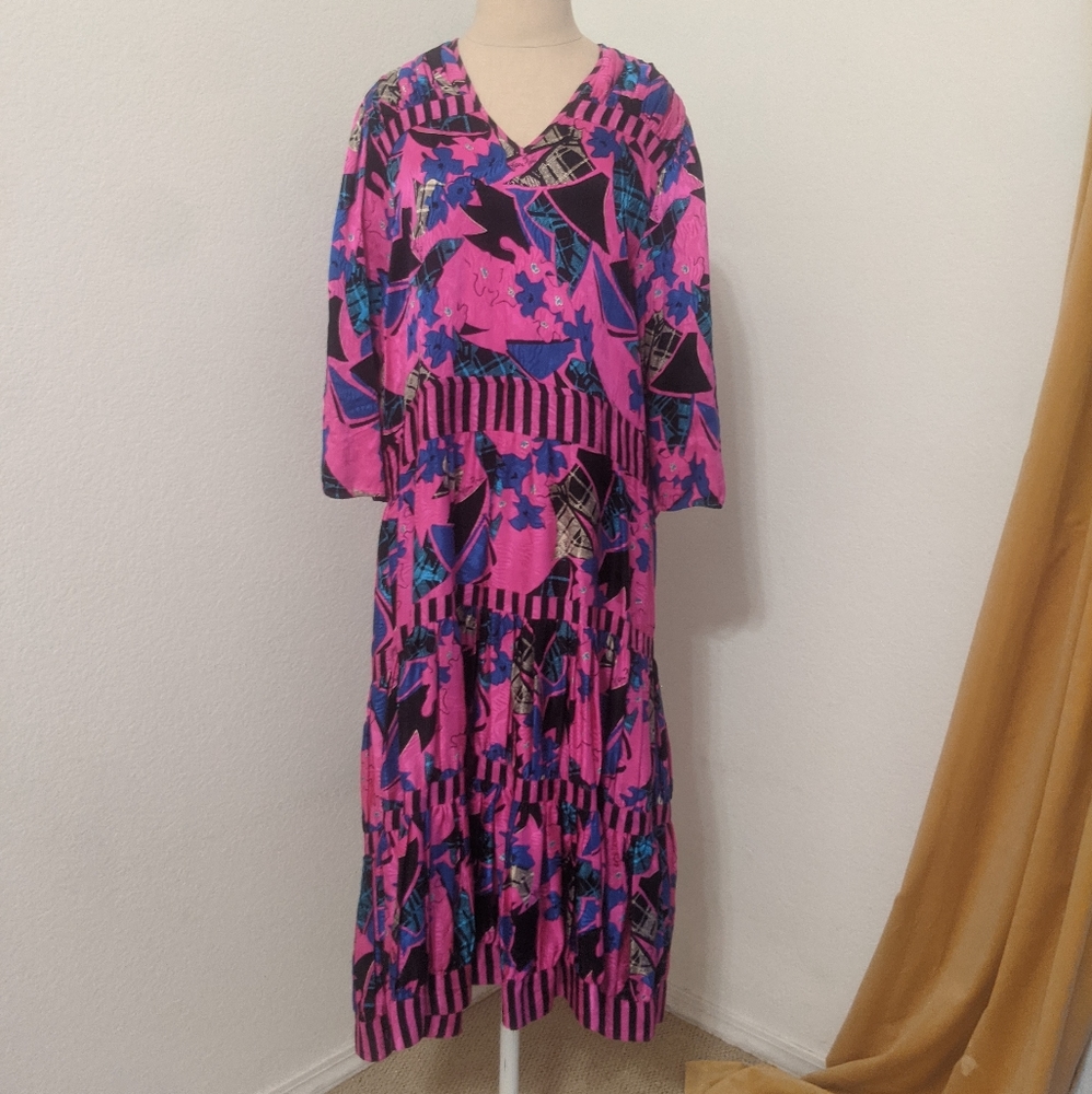 Diane Fries original silk 80s 20s silhouette dress
